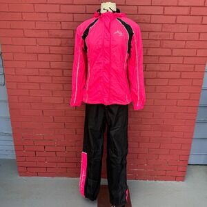 Harley-Davidson Womens Rain Suit Hi Vis Pink Black Jacket Pants‎ Motorcycle Gear